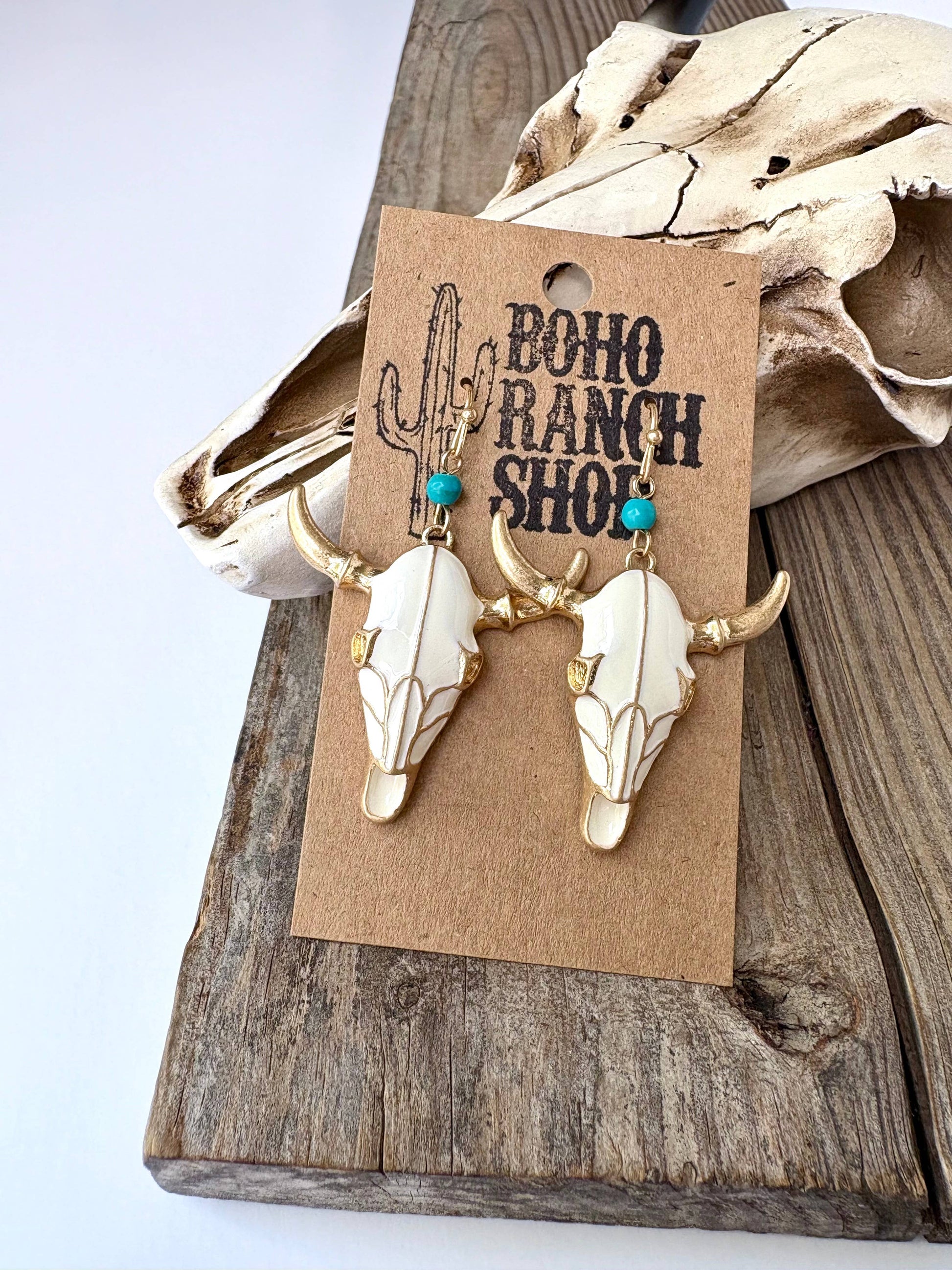 Western Steerhead Dangle Drop Earrings