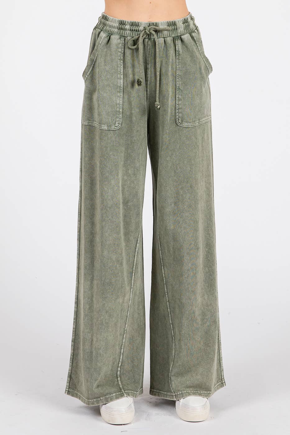 FRENCH TERRY WIDE LEG PANTS