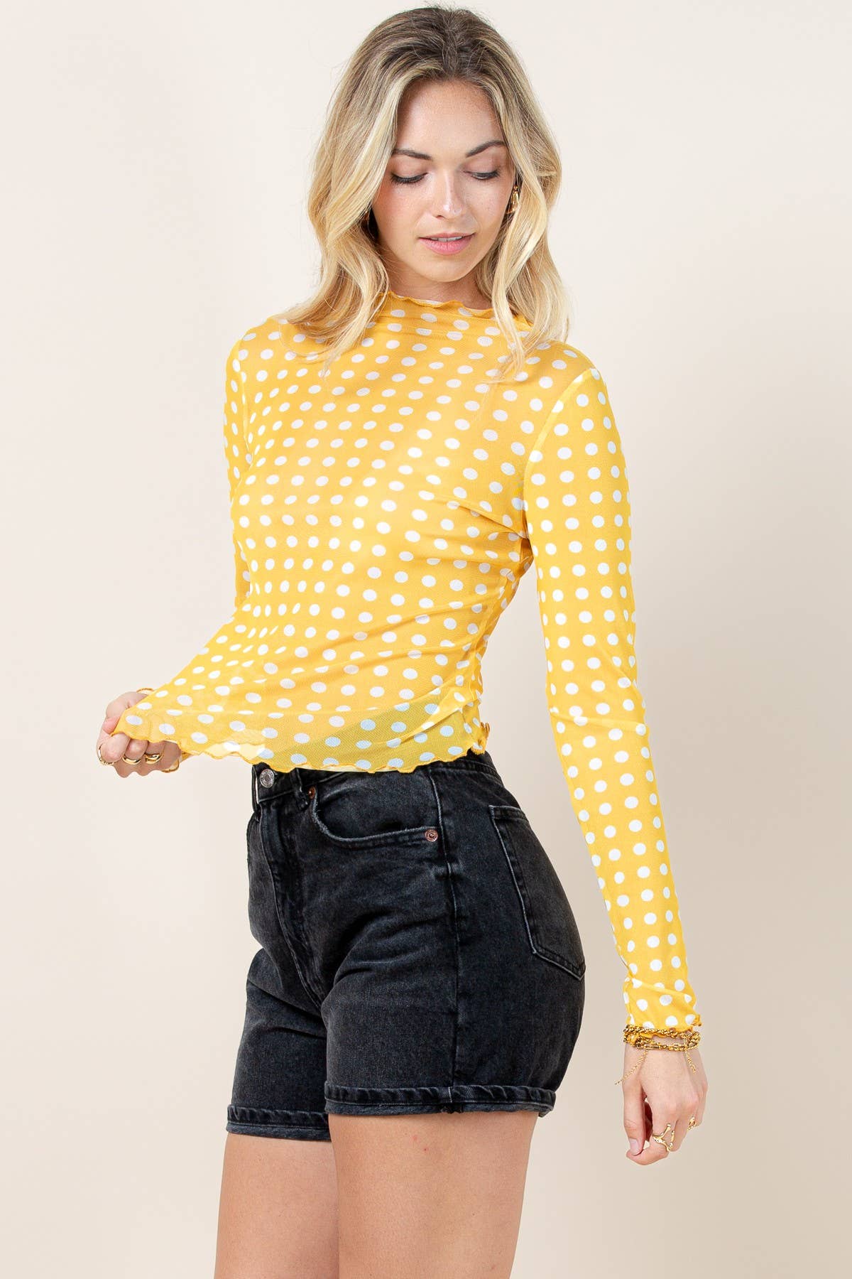 Tilly Polka Dot Print Merrow Mesh Top