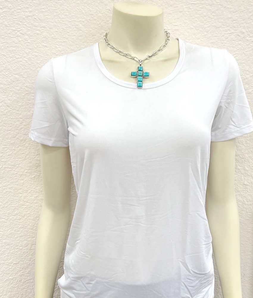 735212, Cross Turquoise Necklace