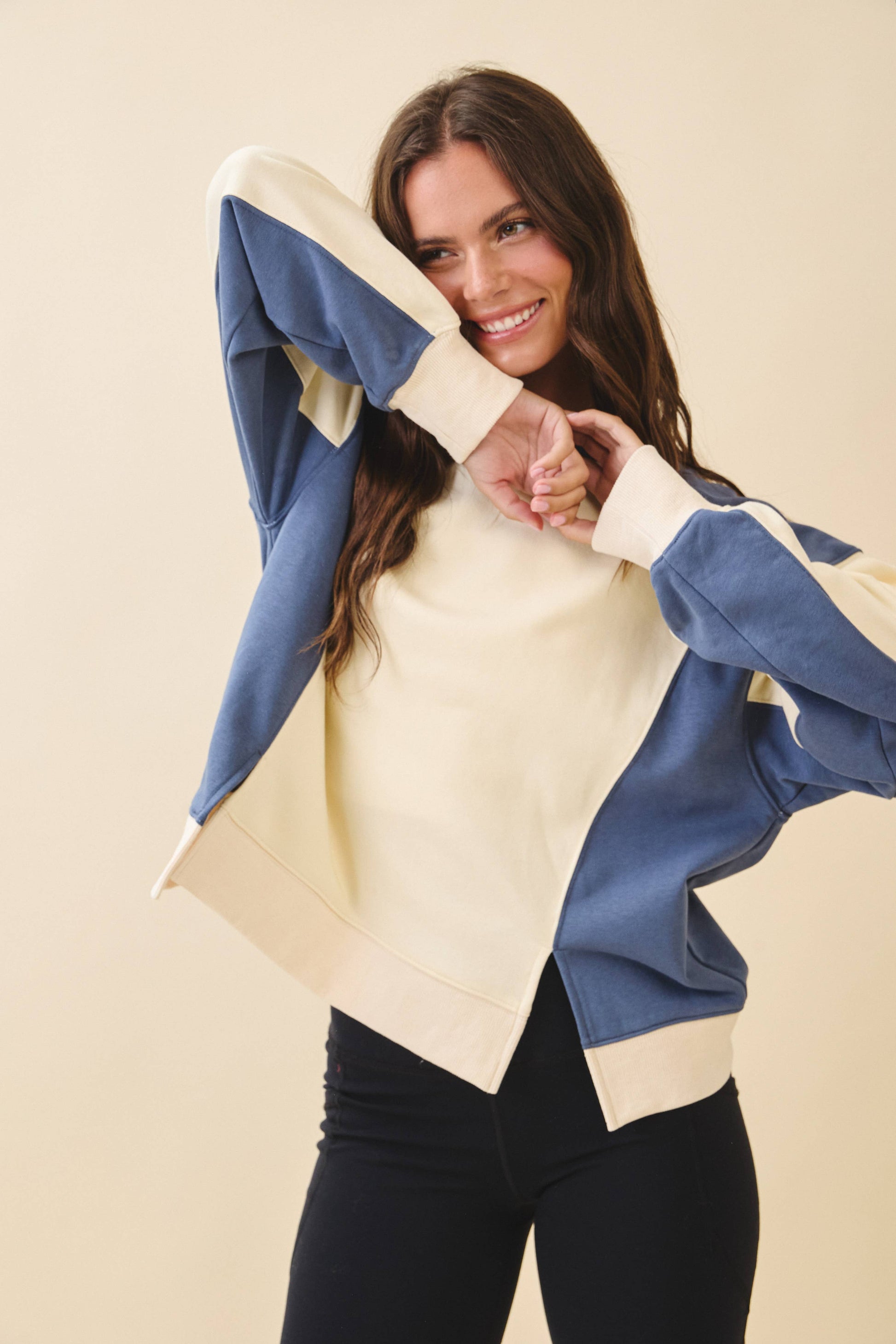 Colorblock Terry Pullover Sweatshirt