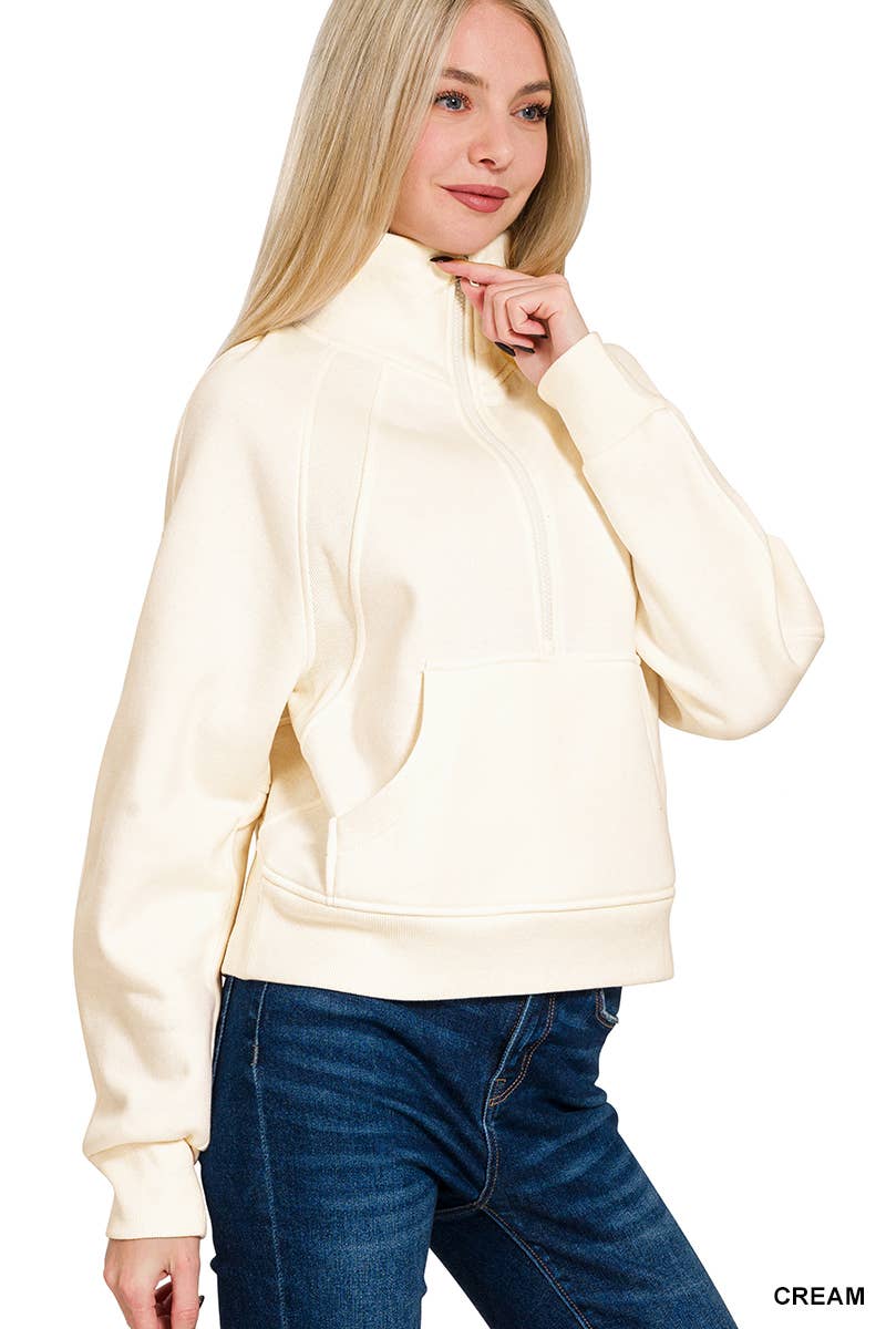 `.Half Zip Cropped Pullover