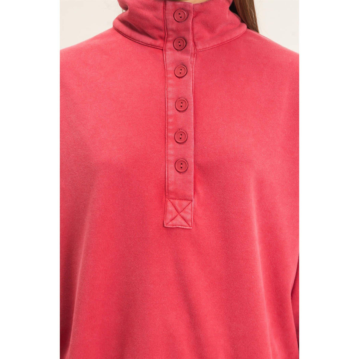 Mineral Wash Button Front Sweatshirt