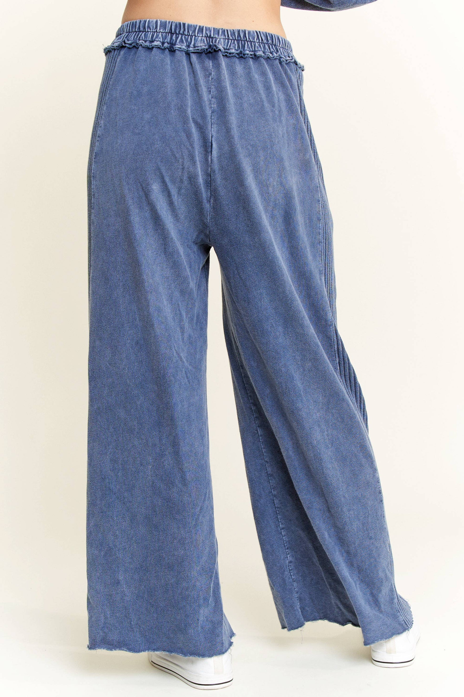 Best Mineral Wash Side Knit detail wide leg pants