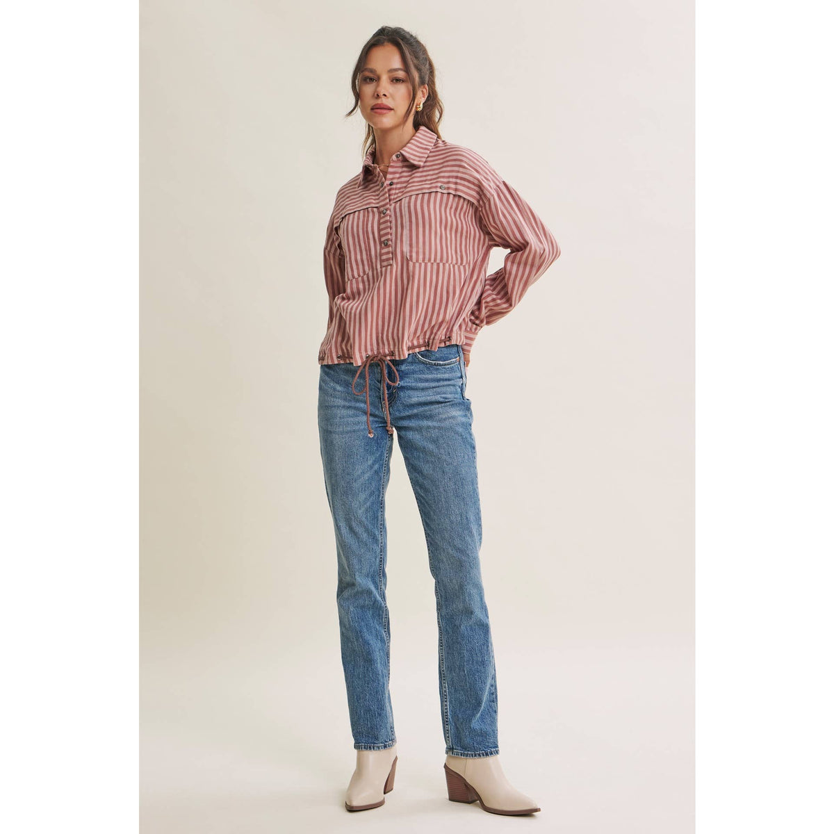 DESERT MORNING STRIPE DRAWSTRING PULLOVER
