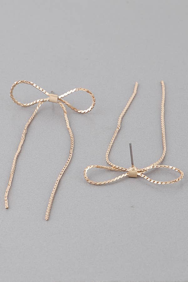 Ribbon Chain Drop Earrings ME11005GD