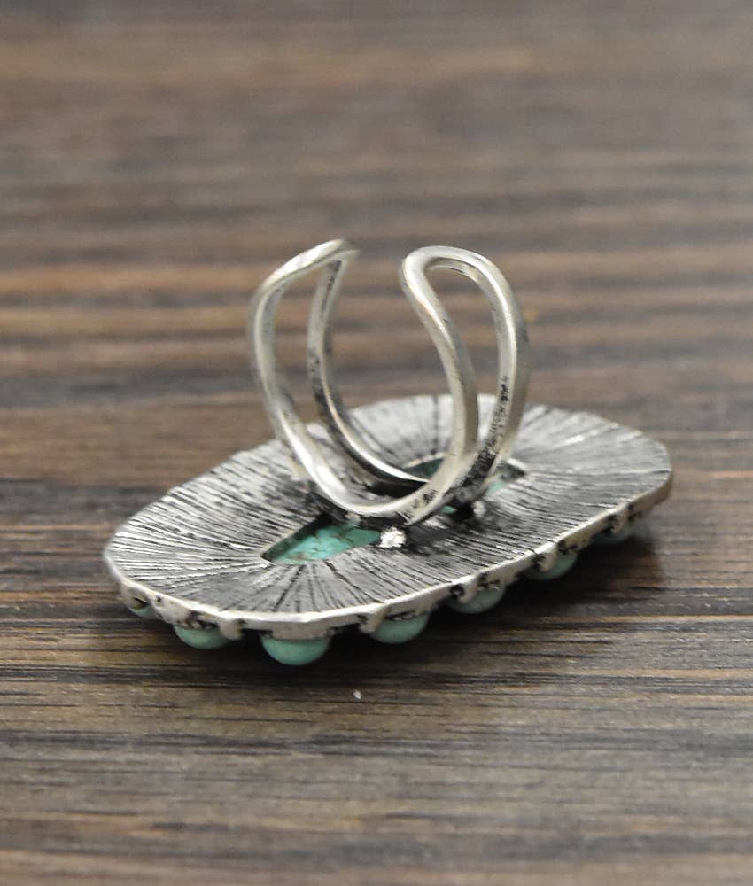 750151, Turquoise, Brass Adjustable Ring