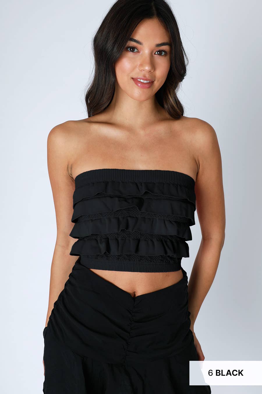 Layered Ruffle Tube Top