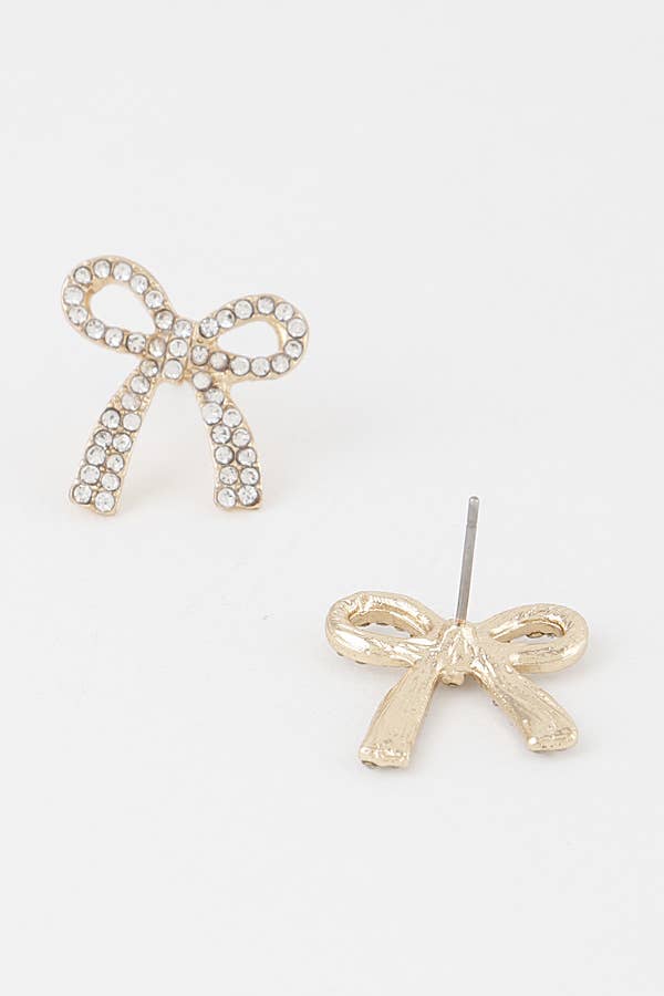 Ribbon Bow Post Earrings 28020GCL