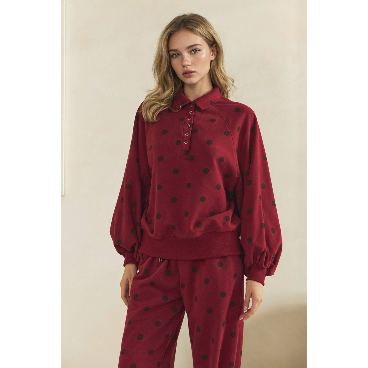Playful Charm Polka Dot Quarter Zip