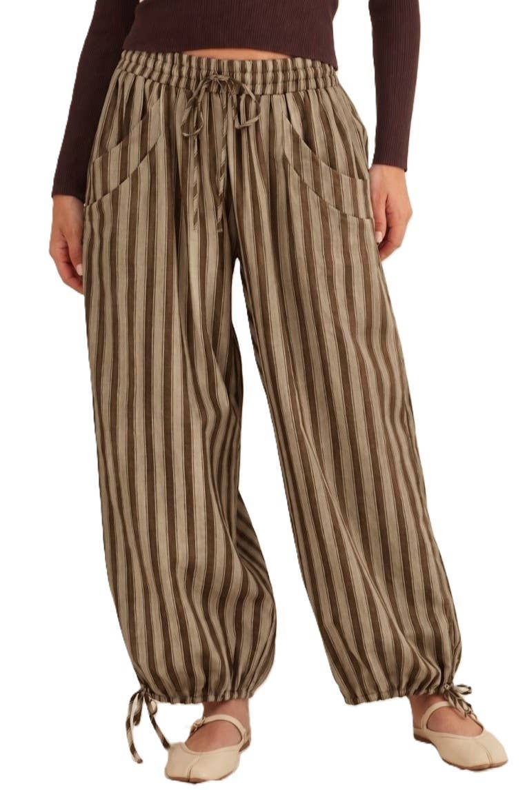 Striped Tie Hem Pants