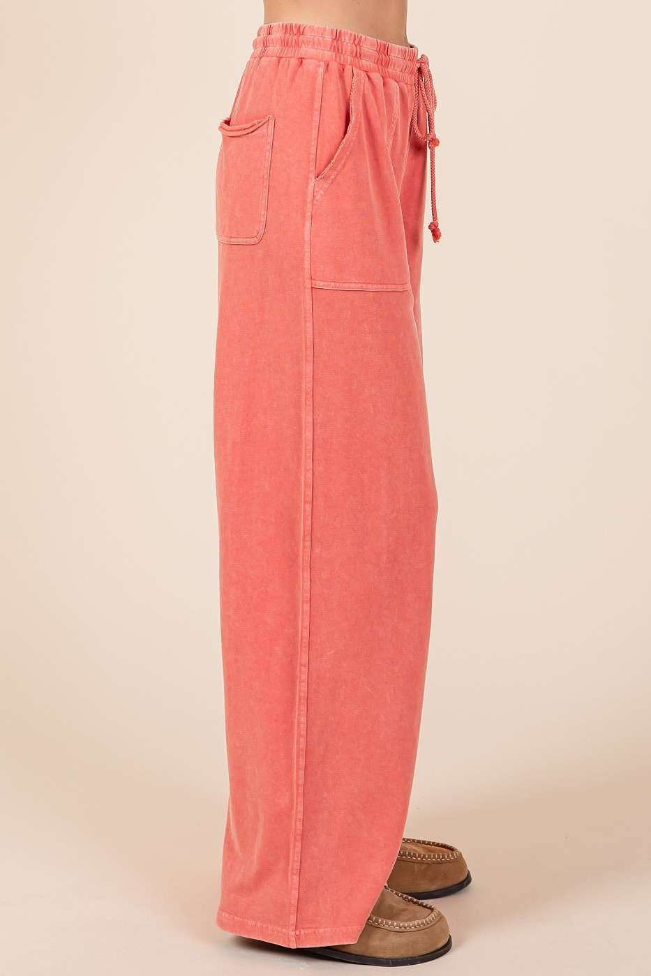 FRENCH TERRY WIDE LEG PANTS