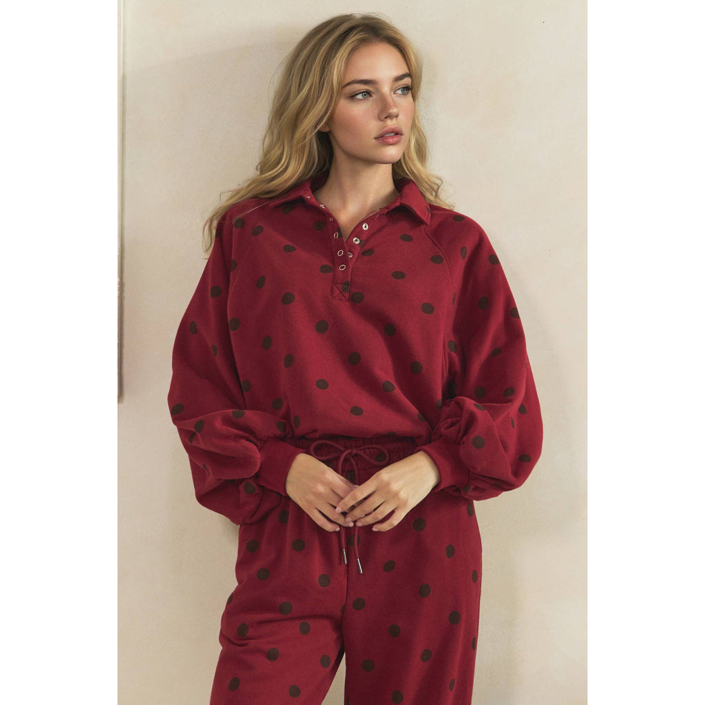 Playful Charm Polka Dot Quarter Zip