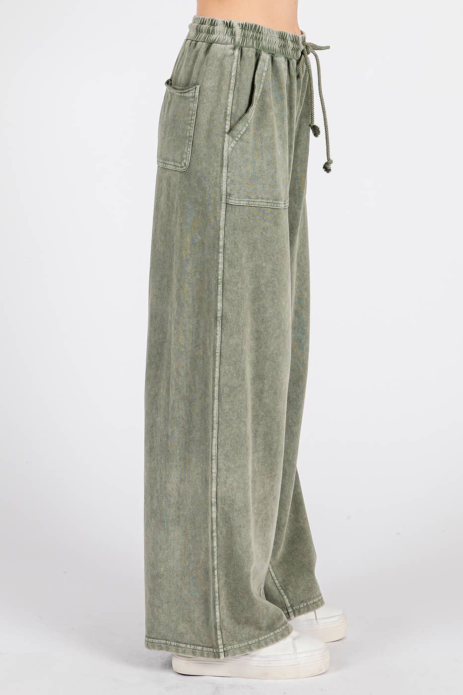 FRENCH TERRY WIDE LEG PANTS