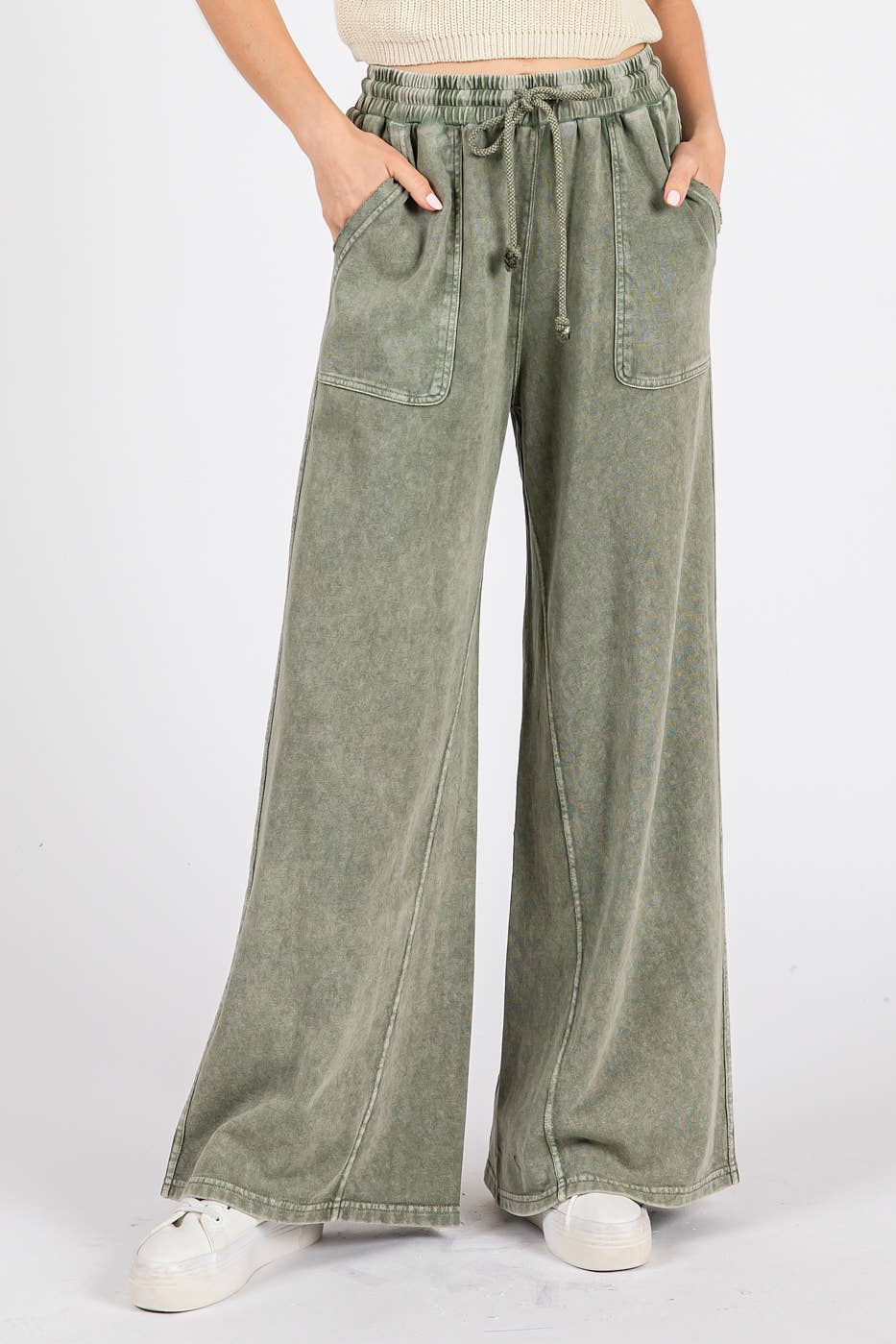 FRENCH TERRY WIDE LEG PANTS