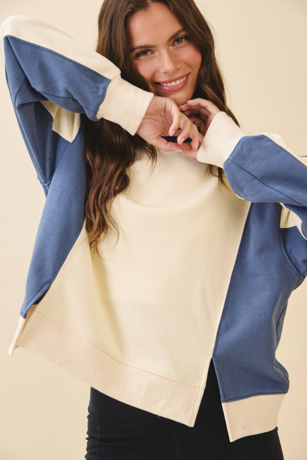 Colorblock Terry Pullover Sweatshirt