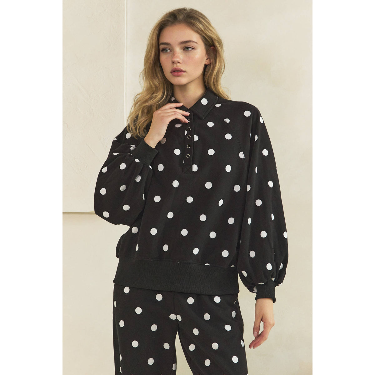 Playful Charm Polka Dot Quarter Zip