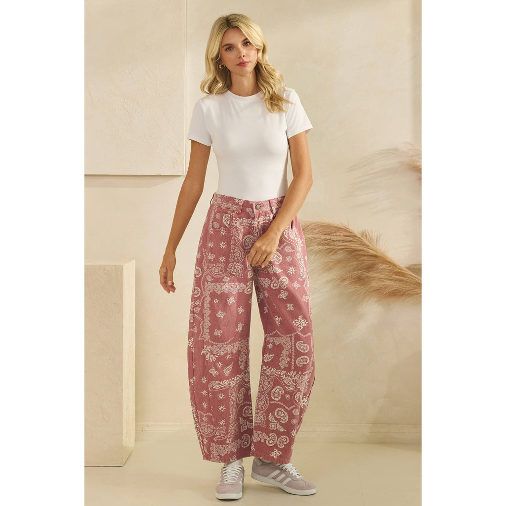 Paisley Printed Denim Pants
