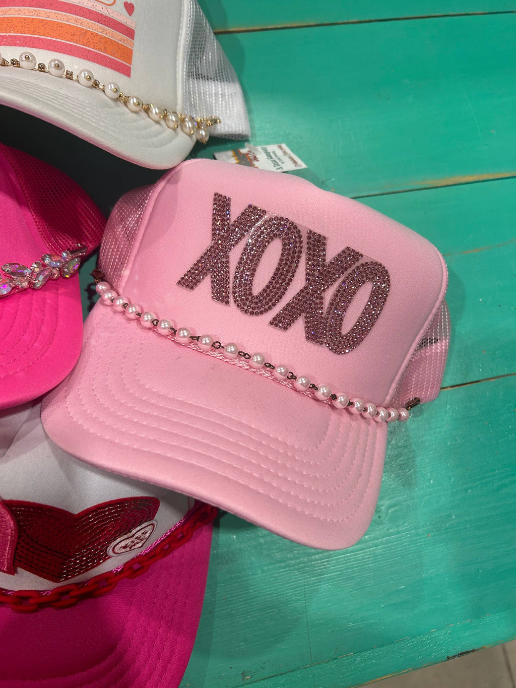 XOXO Rhinestone Trucker | Valentine Cap | Cupid | Hearts |