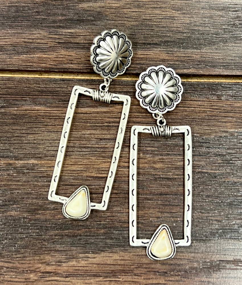723186, Concho White Turquoise Post Earrings