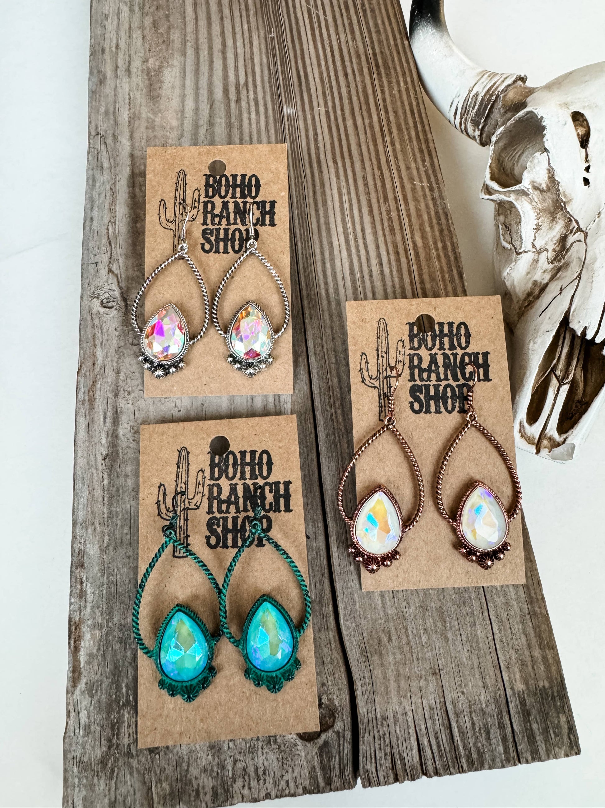 TEARDROP AB STONE Rhinestone Teardrop Earrings