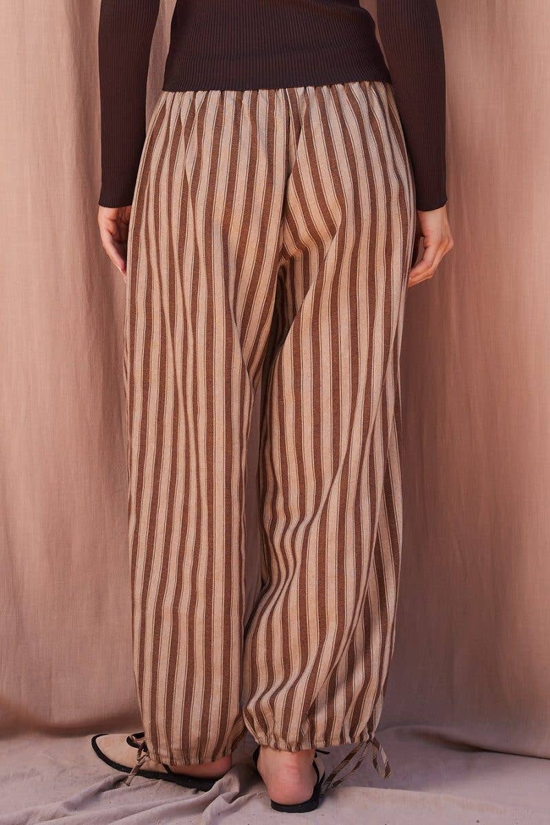 Striped Tie Hem Pants