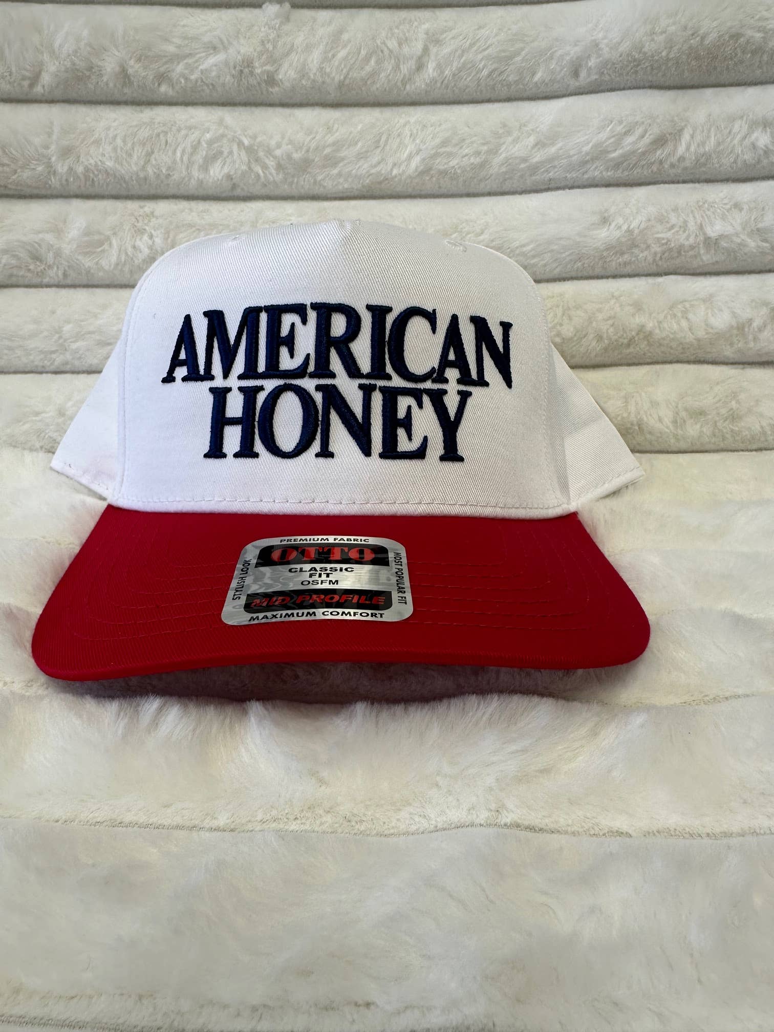 AMERICAN HONEY puff embroidered snapback hat
