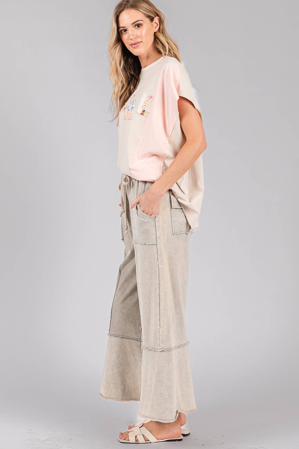 MINERAL WASHED TERRY KNIT PANTS