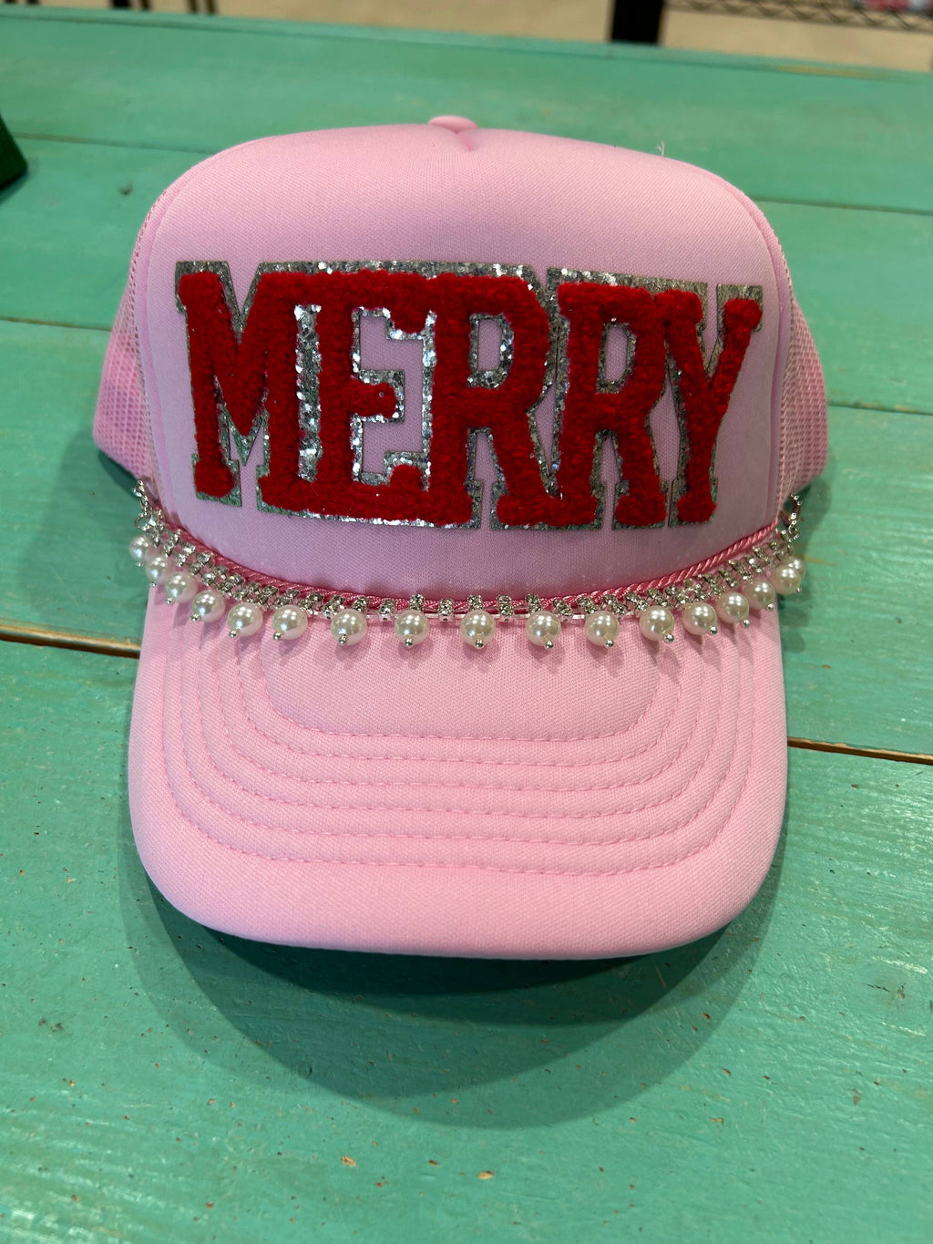 Red Chenille Merry Trucker | Christmas Cap| Holiday| Santa