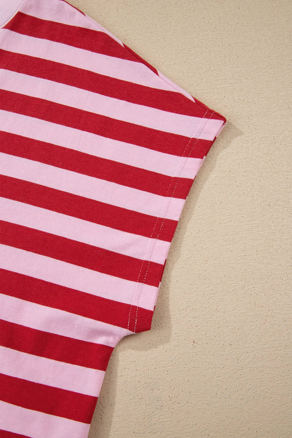 Stripe Split V Neck Casual T Shirt