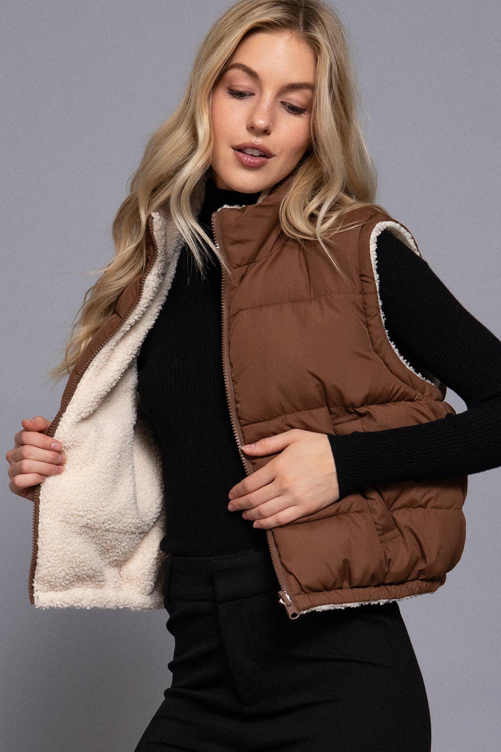Reversible Fur Padding Vest