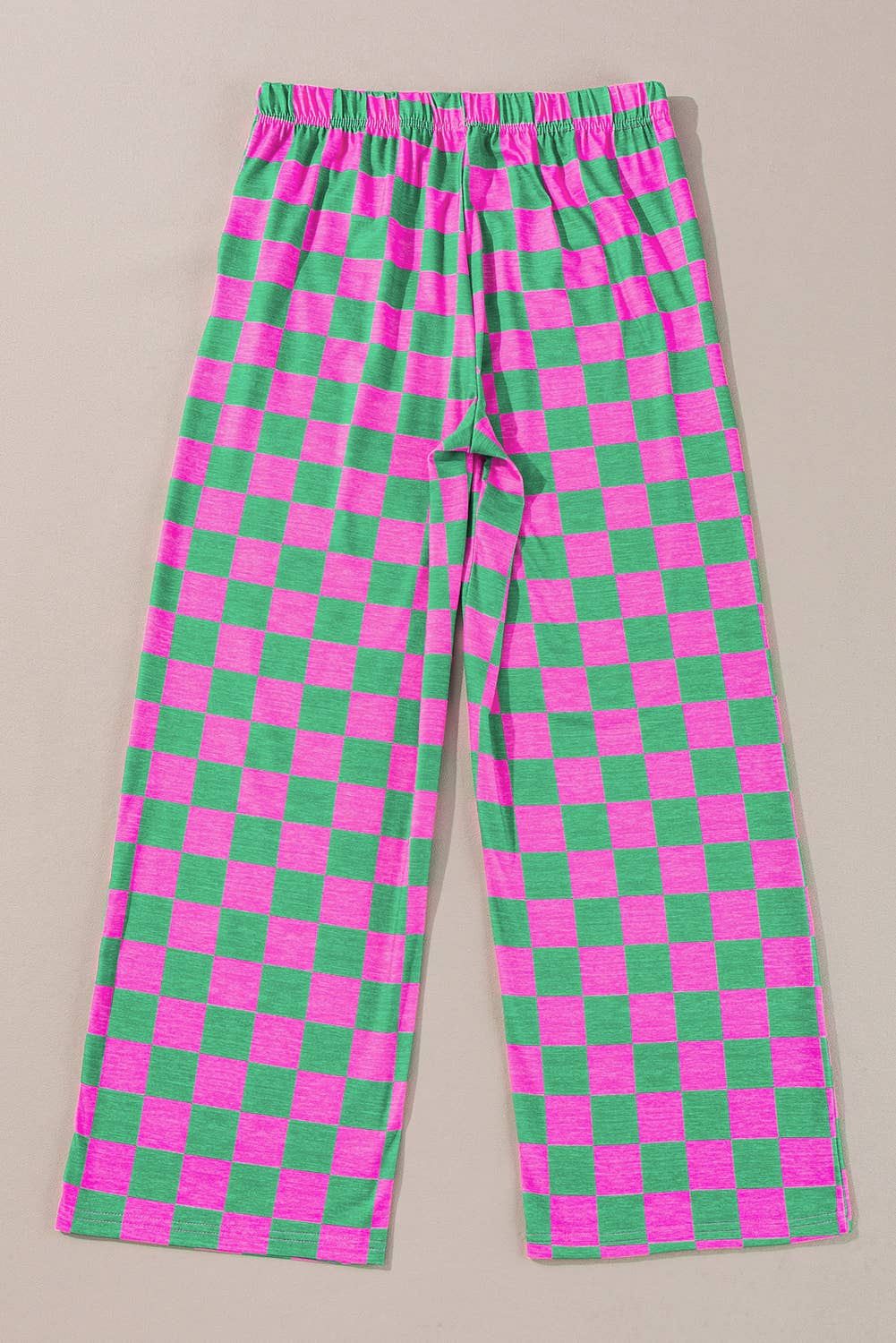 Checkered Print High Waist Wide Leg Pants