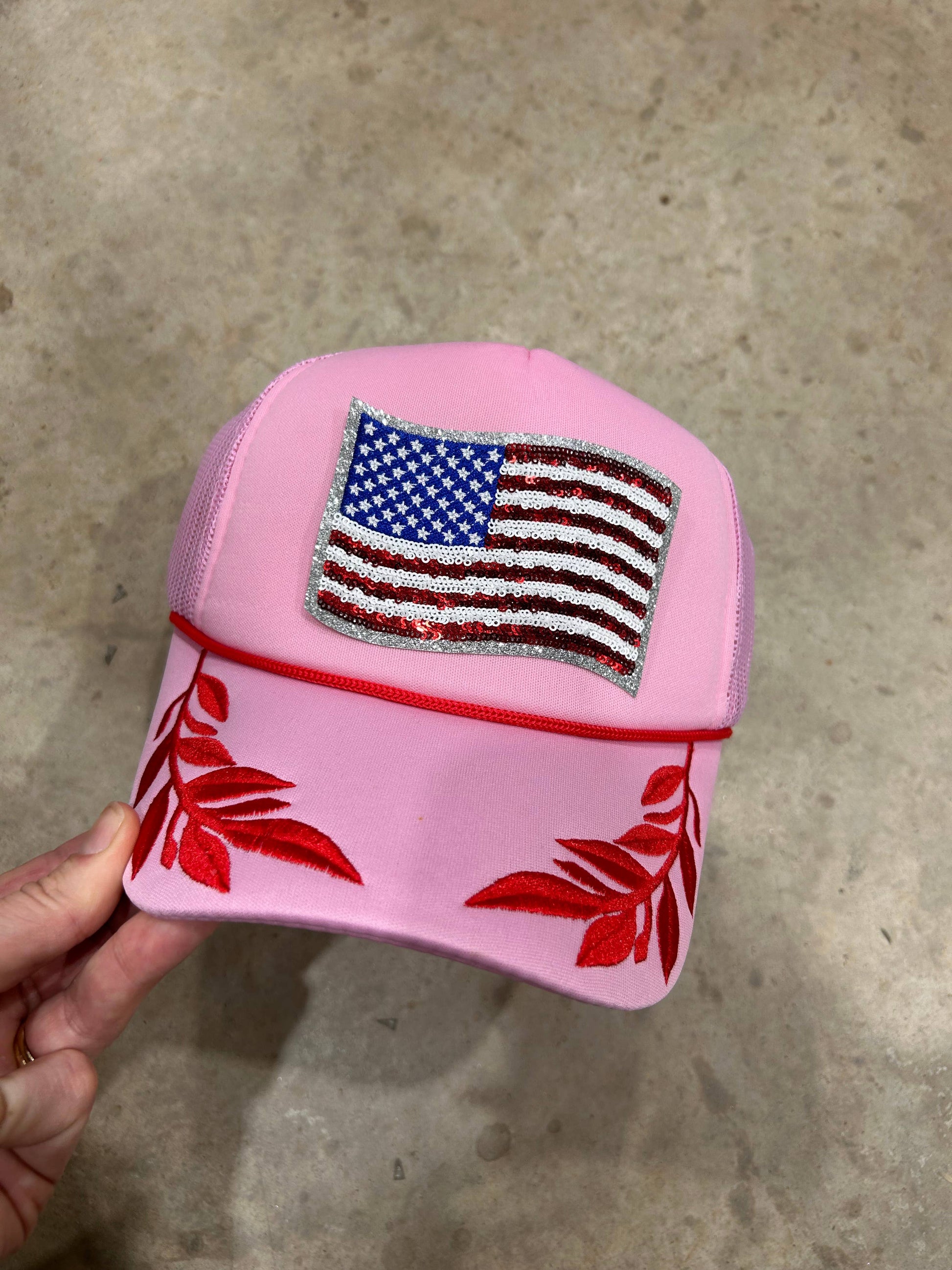 Sequin Flag Trucker | American Flag Hat | Patriotic Cap