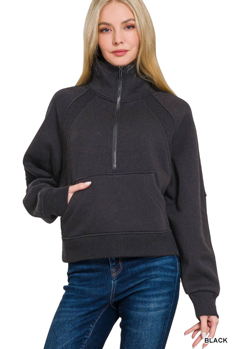 `.Half Zip Cropped Pullover