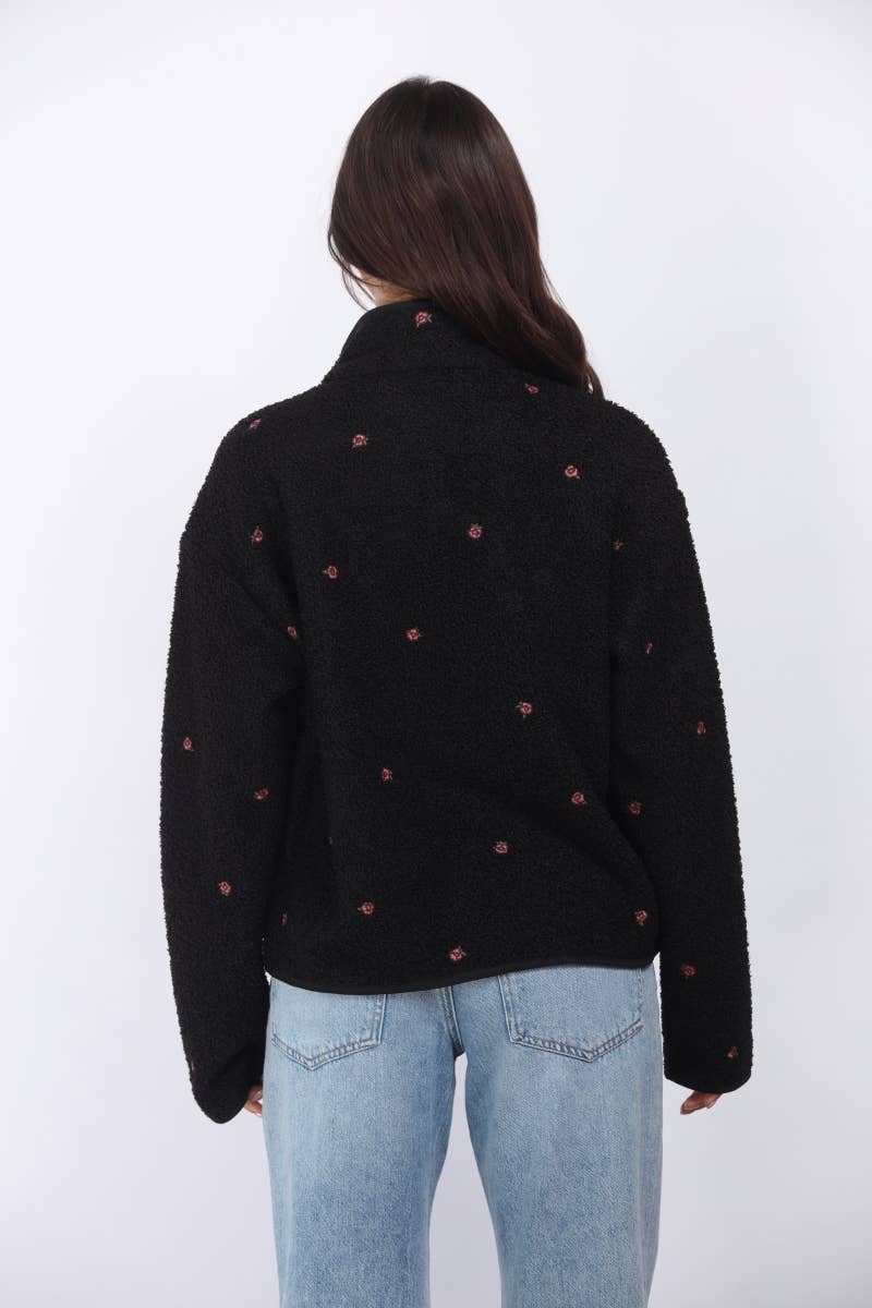 Bonded Sherpa With Embroidery Detail Jacket