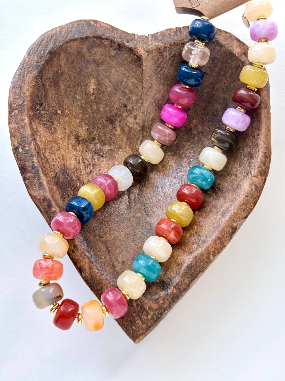 Marble Glass Bead Statement Necklace