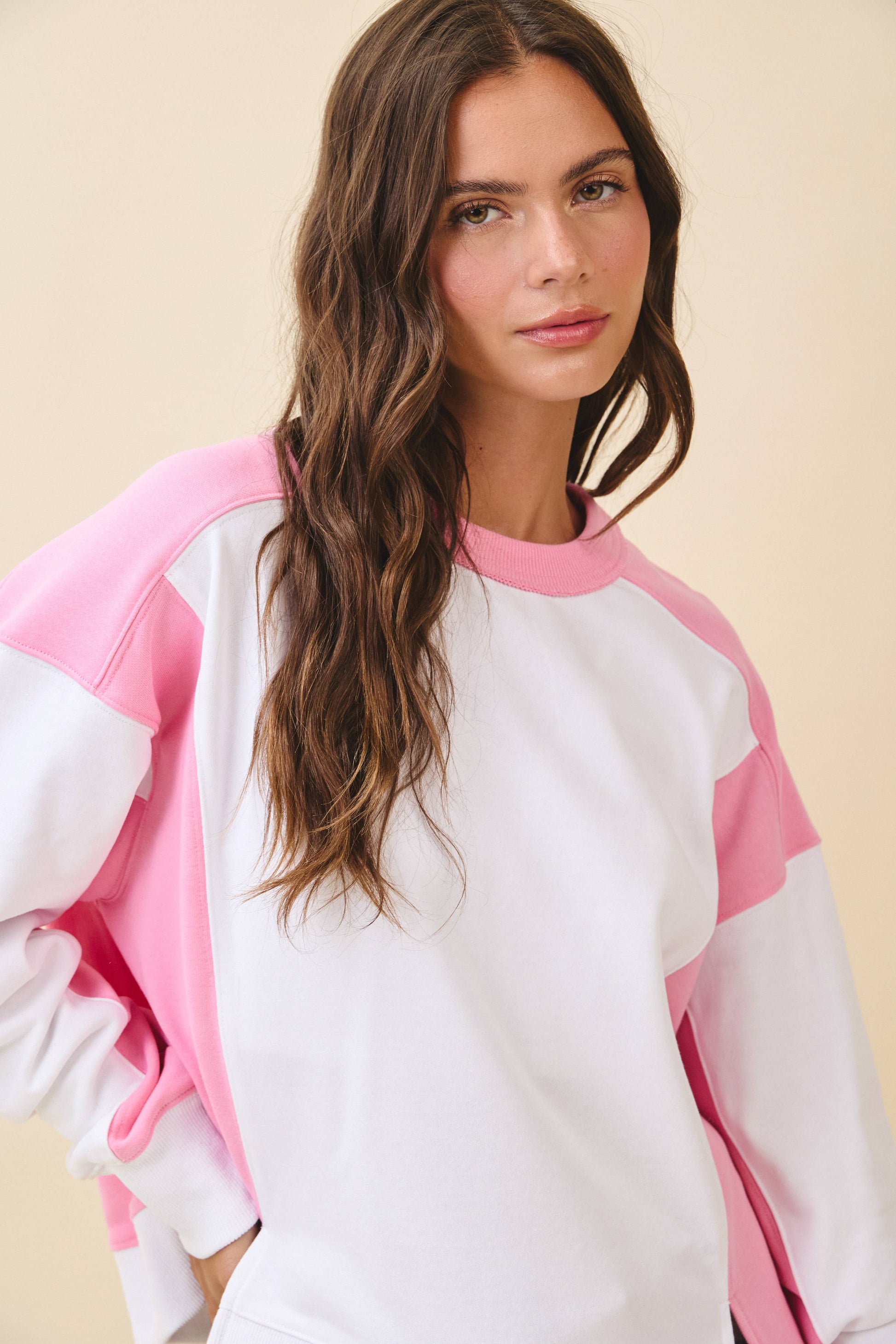 Colorblock Terry Pullover Sweatshirt