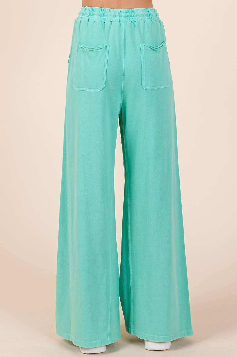 FRENCH TERRY WIDE LEG PANTS