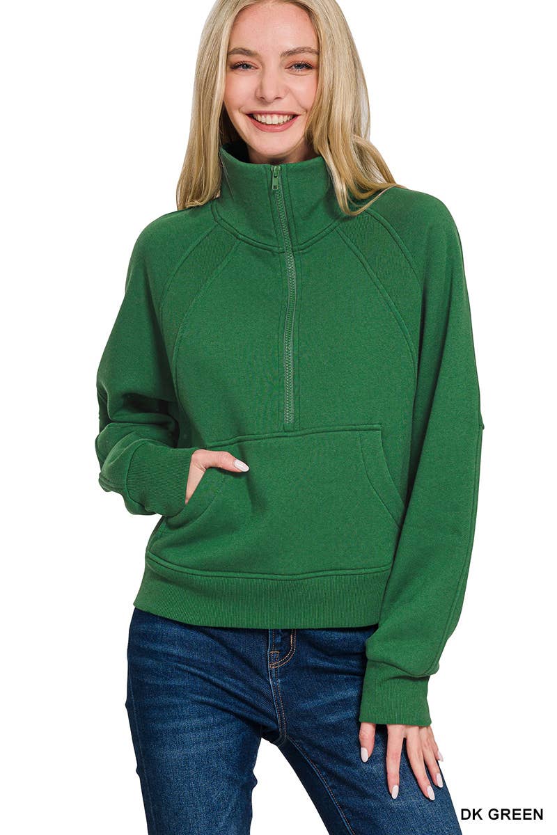`.Half Zip Cropped Pullover