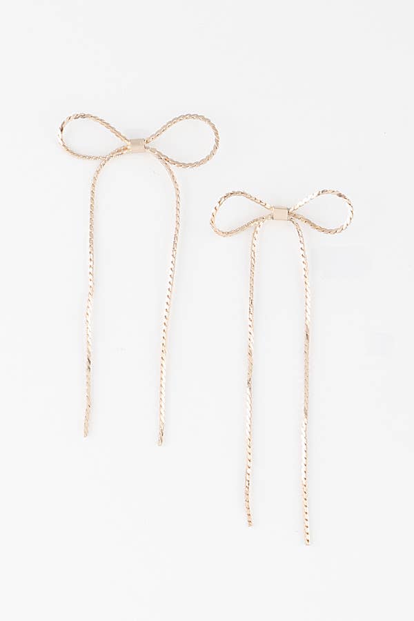 Ribbon Chain Drop Earrings ME11005GD