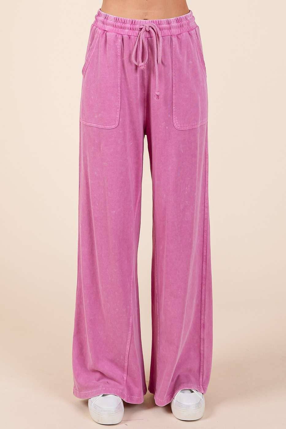 FRENCH TERRY WIDE LEG PANTS