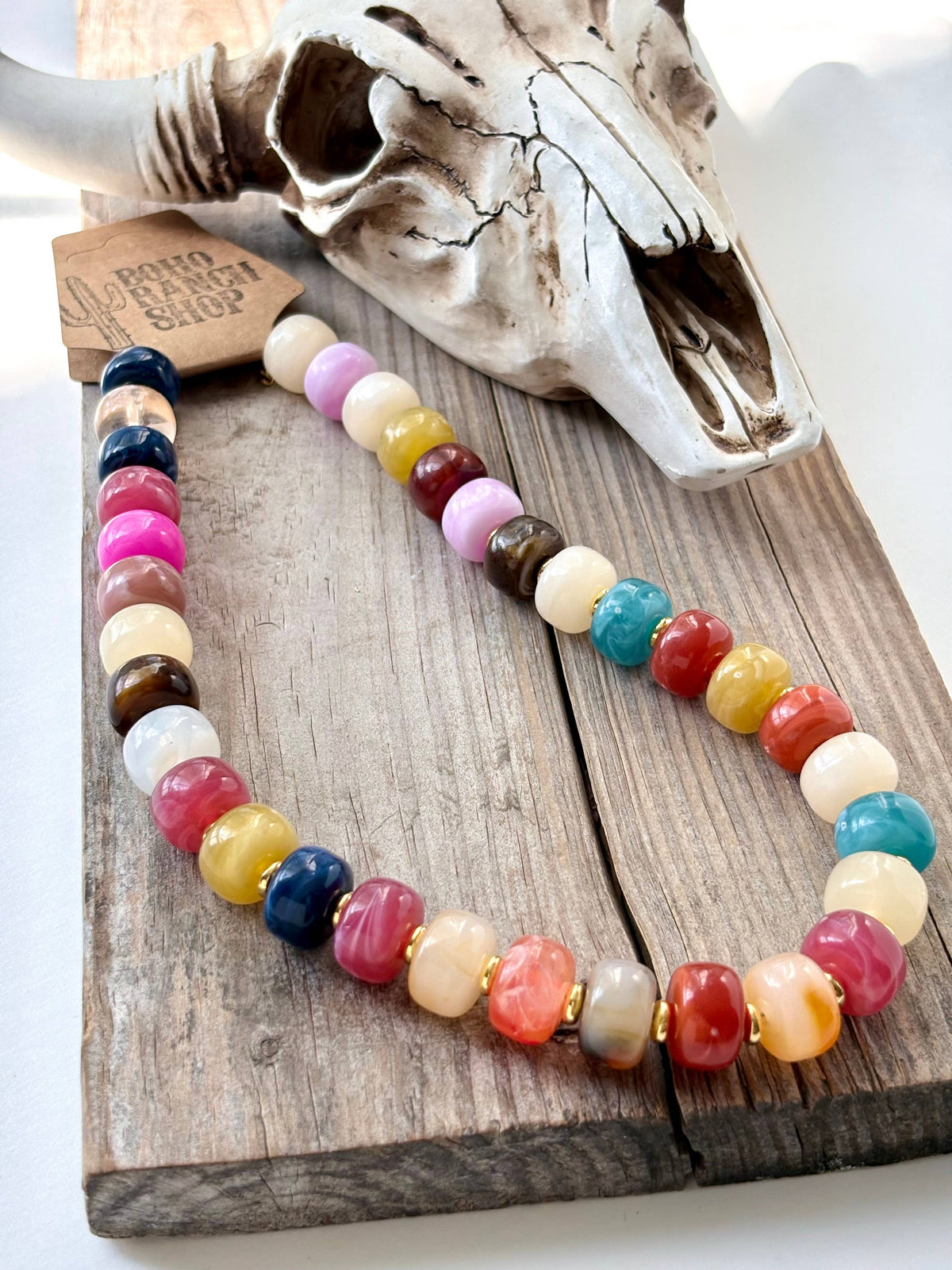 Marble Glass Bead Statement Necklace