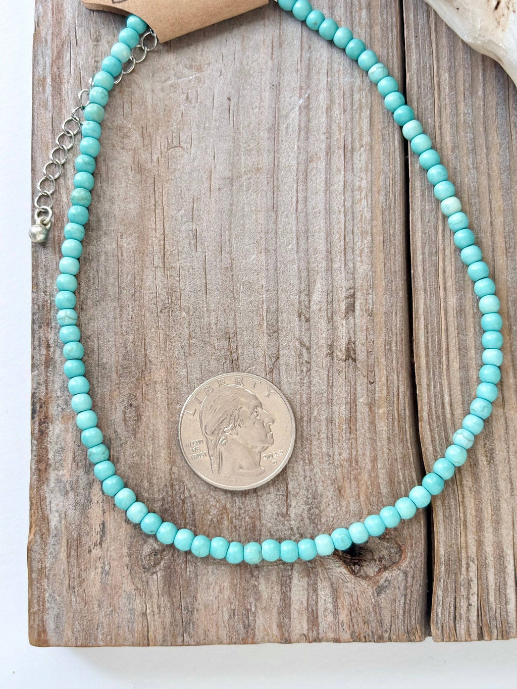 4MM Turquoise Stone Bead Choker Necklace