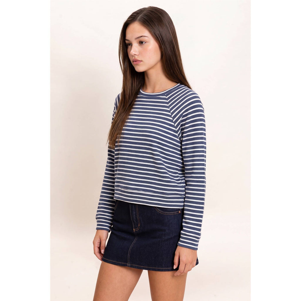 Striped Waffle Knit Raglan Top