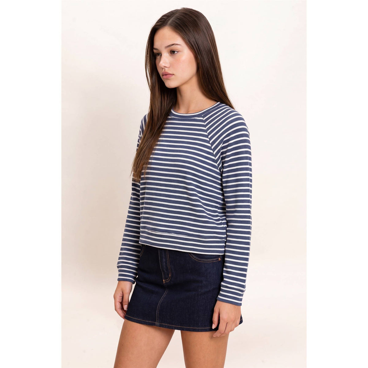 Striped Waffle Knit Raglan Top