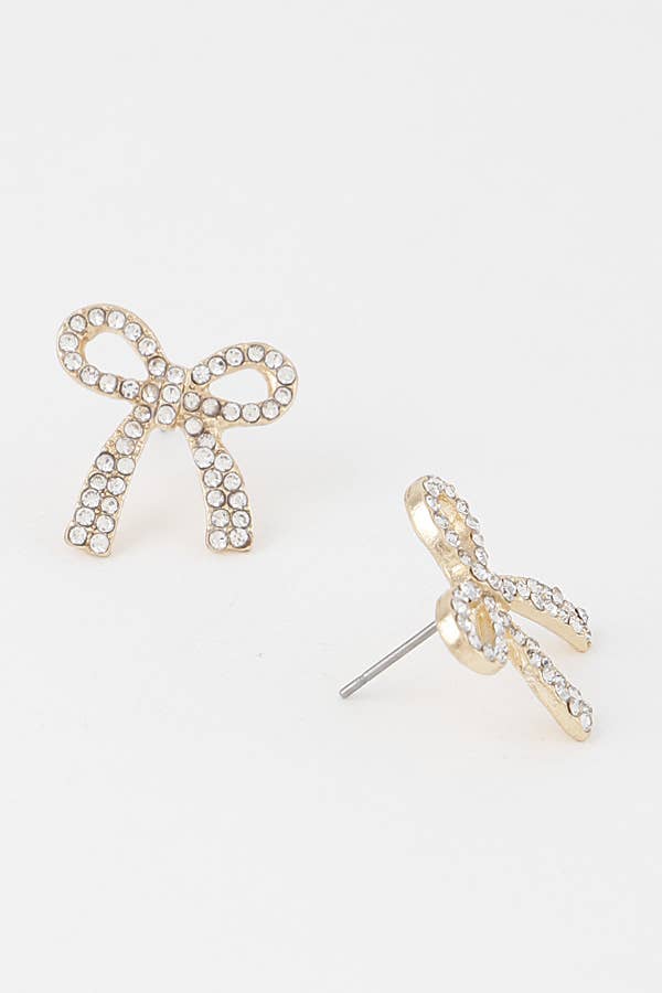 Ribbon Bow Post Earrings 28020GCL