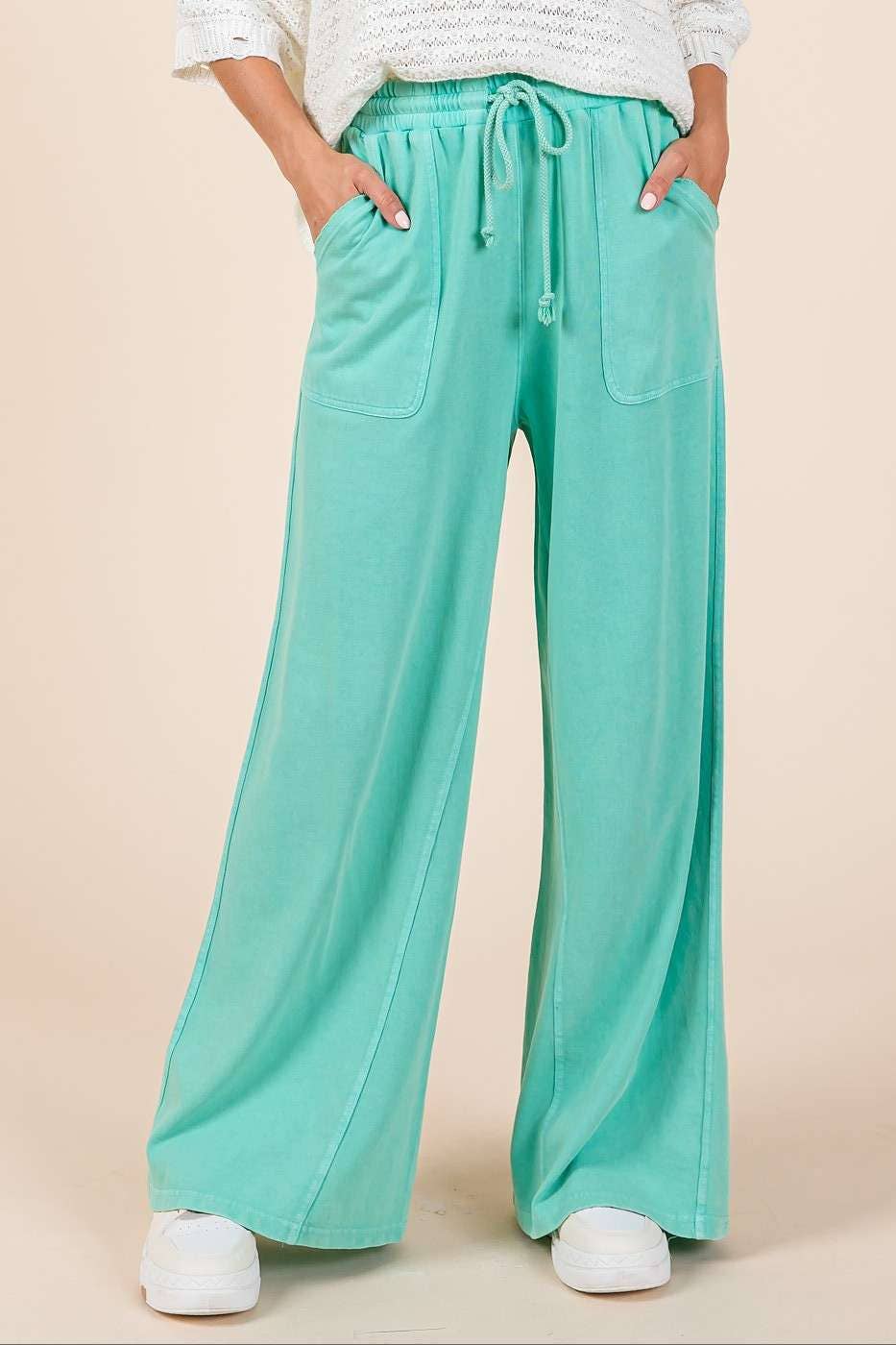 FRENCH TERRY WIDE LEG PANTS