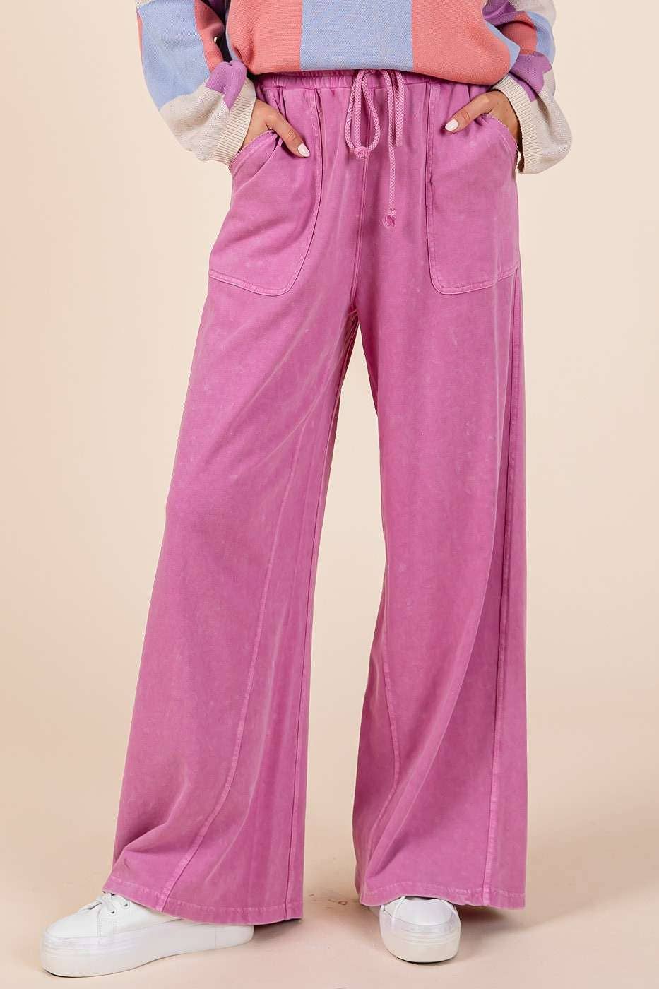 FRENCH TERRY WIDE LEG PANTS
