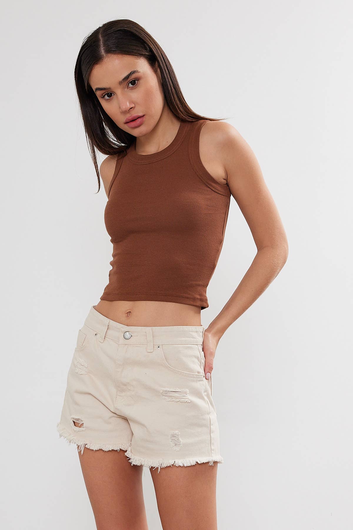 Crew Neck Tank Top Cropped