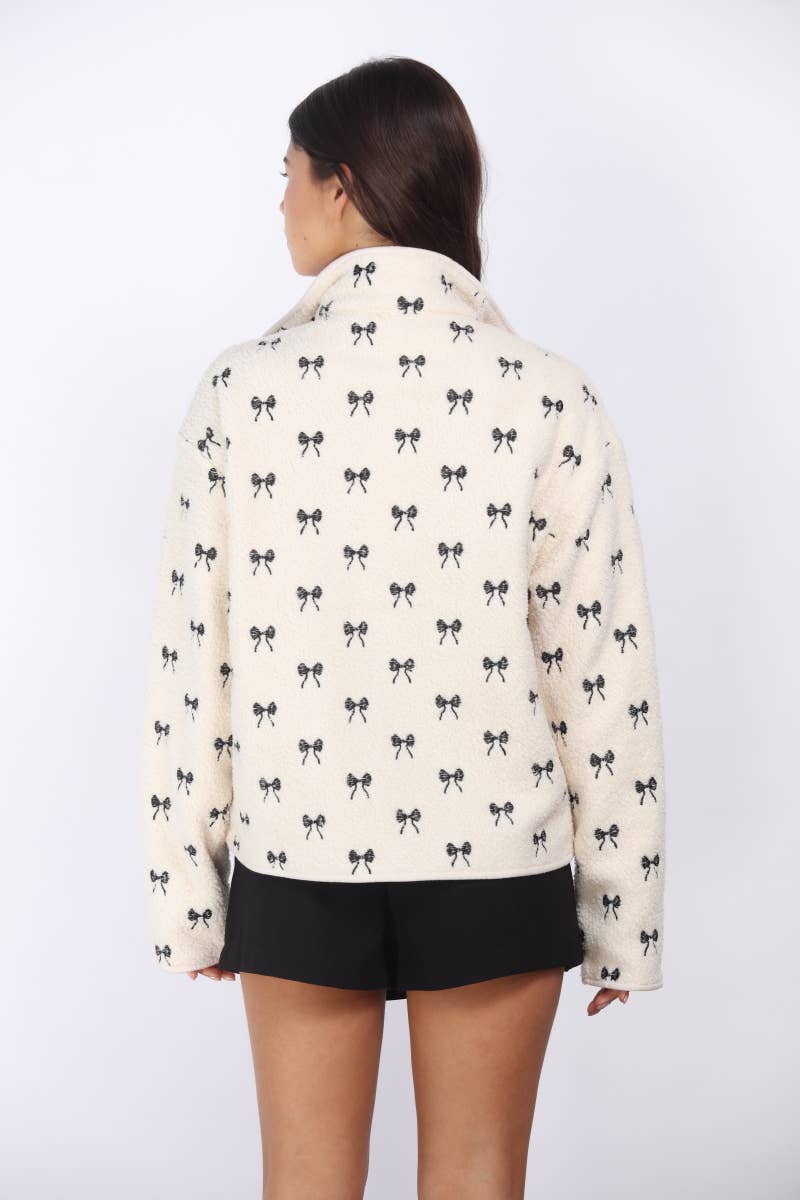 Bonded Sherpa With Embroidery Detail Jacket